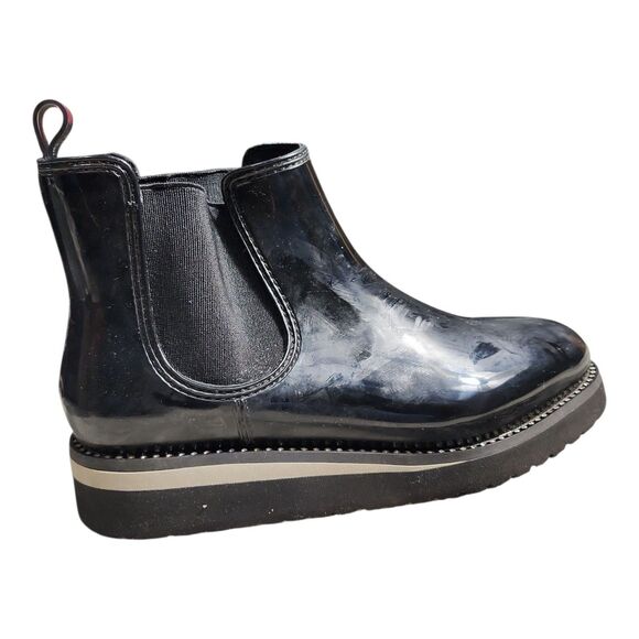 Naturalizer Women's Luna Chelsea Rain Boots Sz 8 Black Glossy Rhinestones - Picture 3 of 8